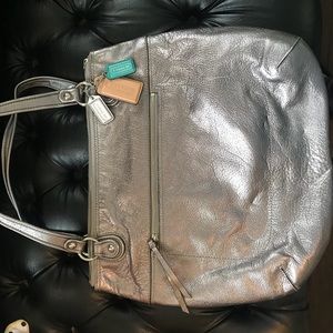 Coach Silver Leather Should Bag